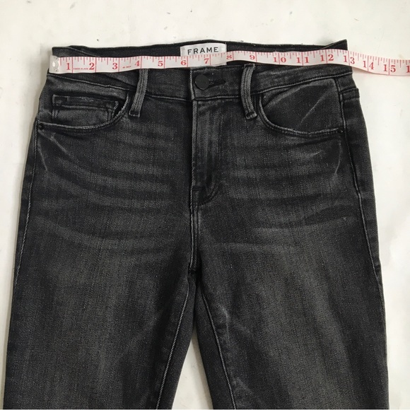 FRAME Le Skinny de Jeanne Crop Denim Jeans in Jackson Peak Black Gray Wash 26 - Picture 12 of 17
